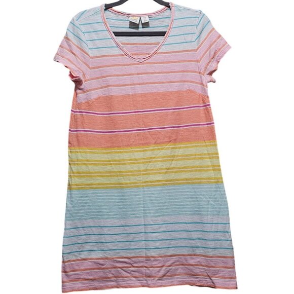 C&C California Women's Striped Short Sleeve Cotton Dress Multicolor Size Medium - Picture 1 of 8